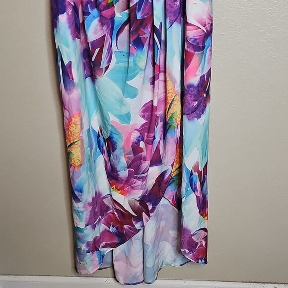 NWT City Chic 14 Bright Bouquet‎ Maxi  Strapless Floral Dress Purple and Blue - Picture 4 of 9